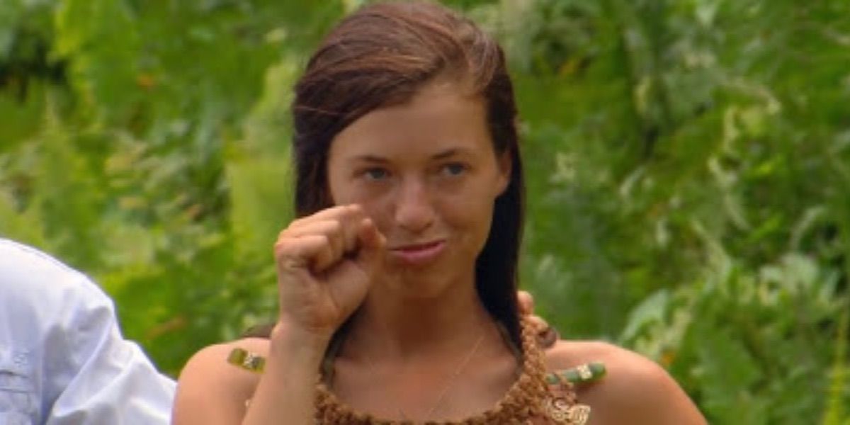 Parvati Shallow from Survivor, pretending to cry and giving a pouty face.