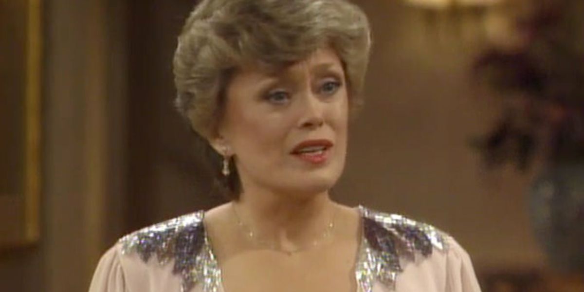 Blanche Devereaux made up and wearing a fancy dress in The Golden Girls