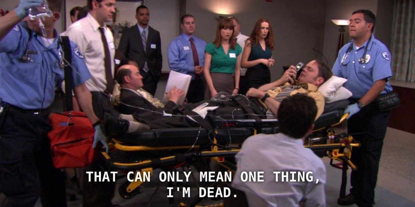 the office - dwight on a stretcher