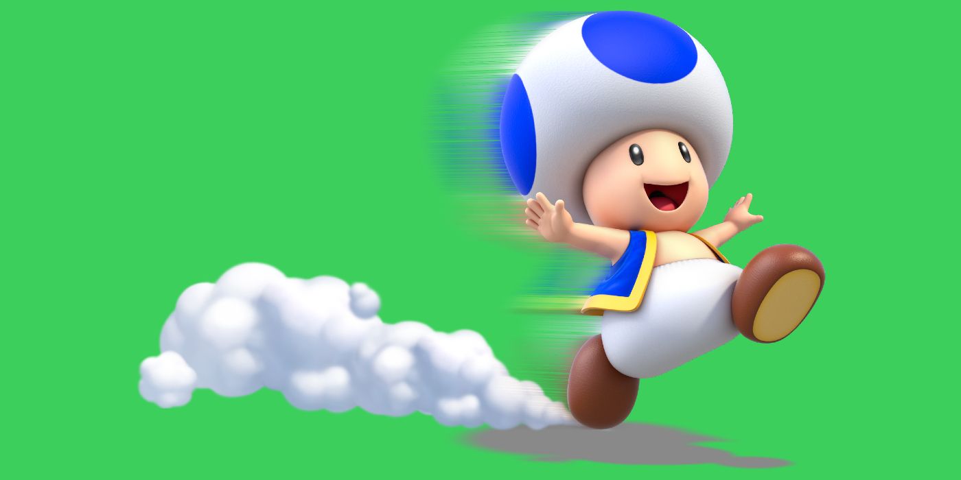 Toad from Mario running and leaving smoke behind him