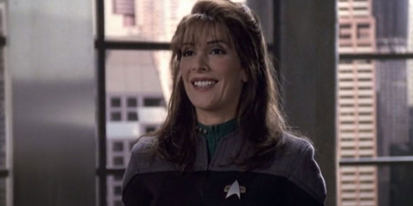 Marina Sirtis as Deanna Troi in Star Trek: Voyager