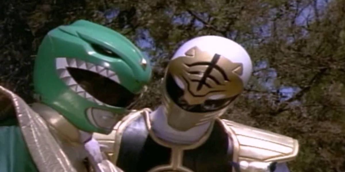 White Ranger versus Green Ranger in "Return of the Green Ranger" in Mighty Morphin 