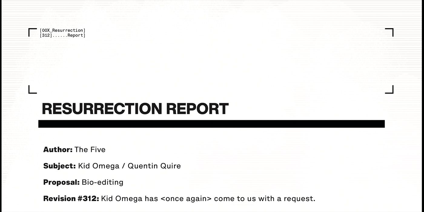 A resurrection report from X-Force #17, involving Kid Omega (Quentin Quire)