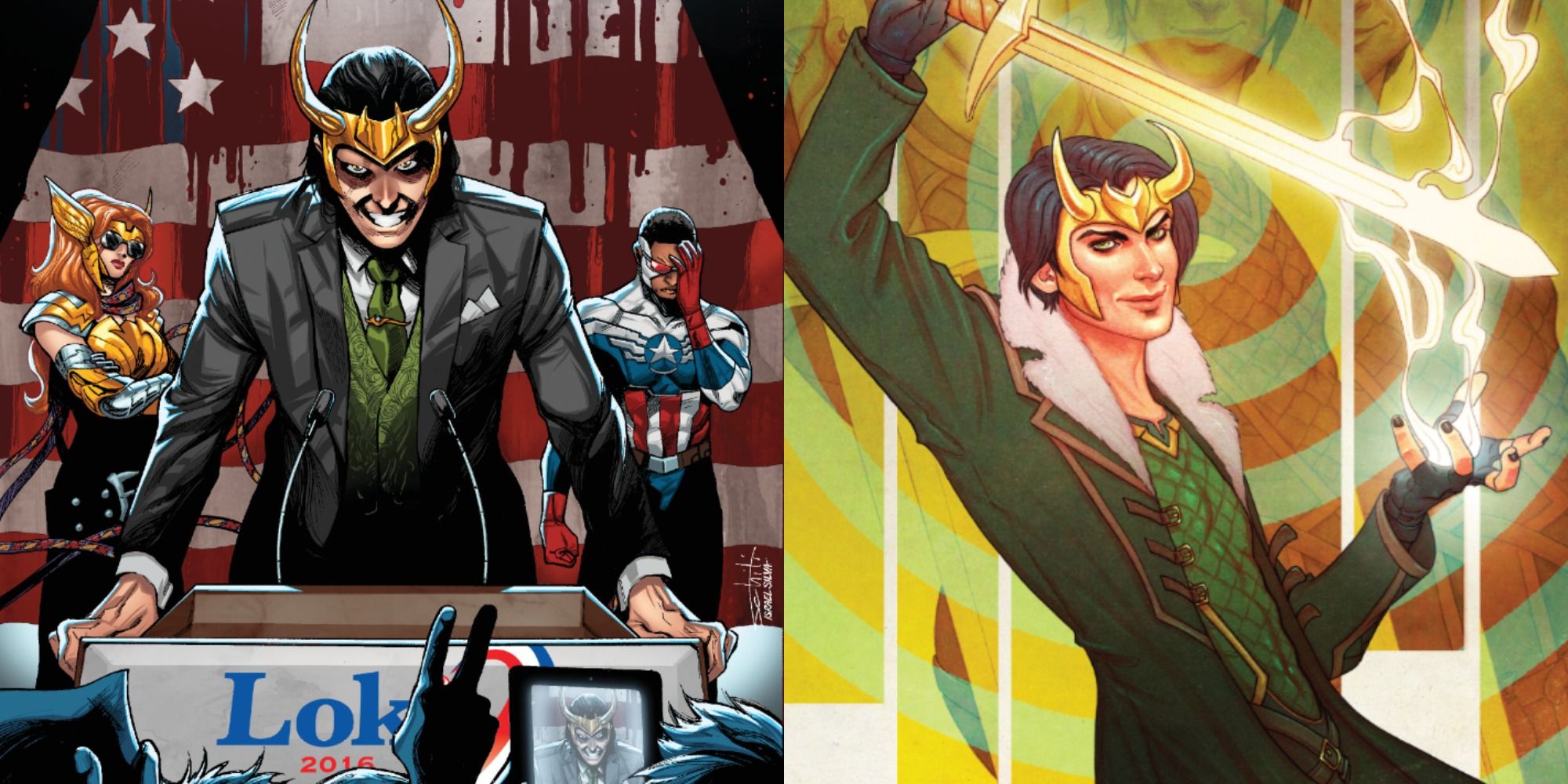 10 Comics To Read Before Loki Series combined front cover images of Vote Loki and Agent of Asgard
