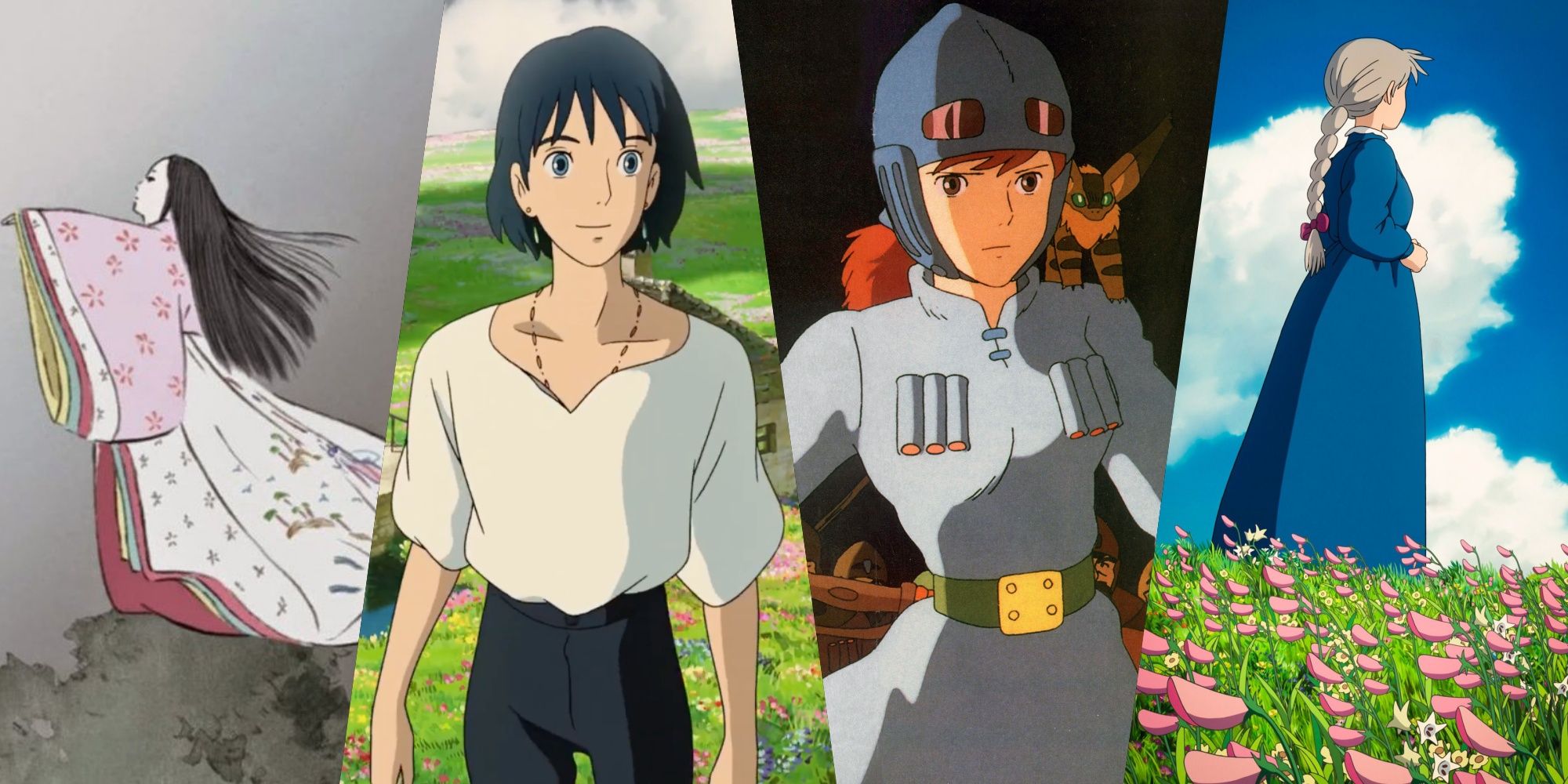 Collage of iconic outfits/looks from Ghibli films