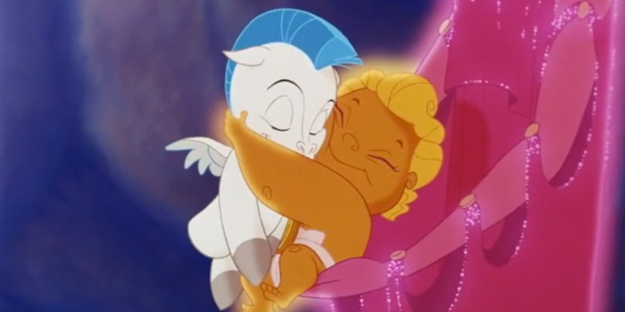 Hercules and Pegasus hug as babies