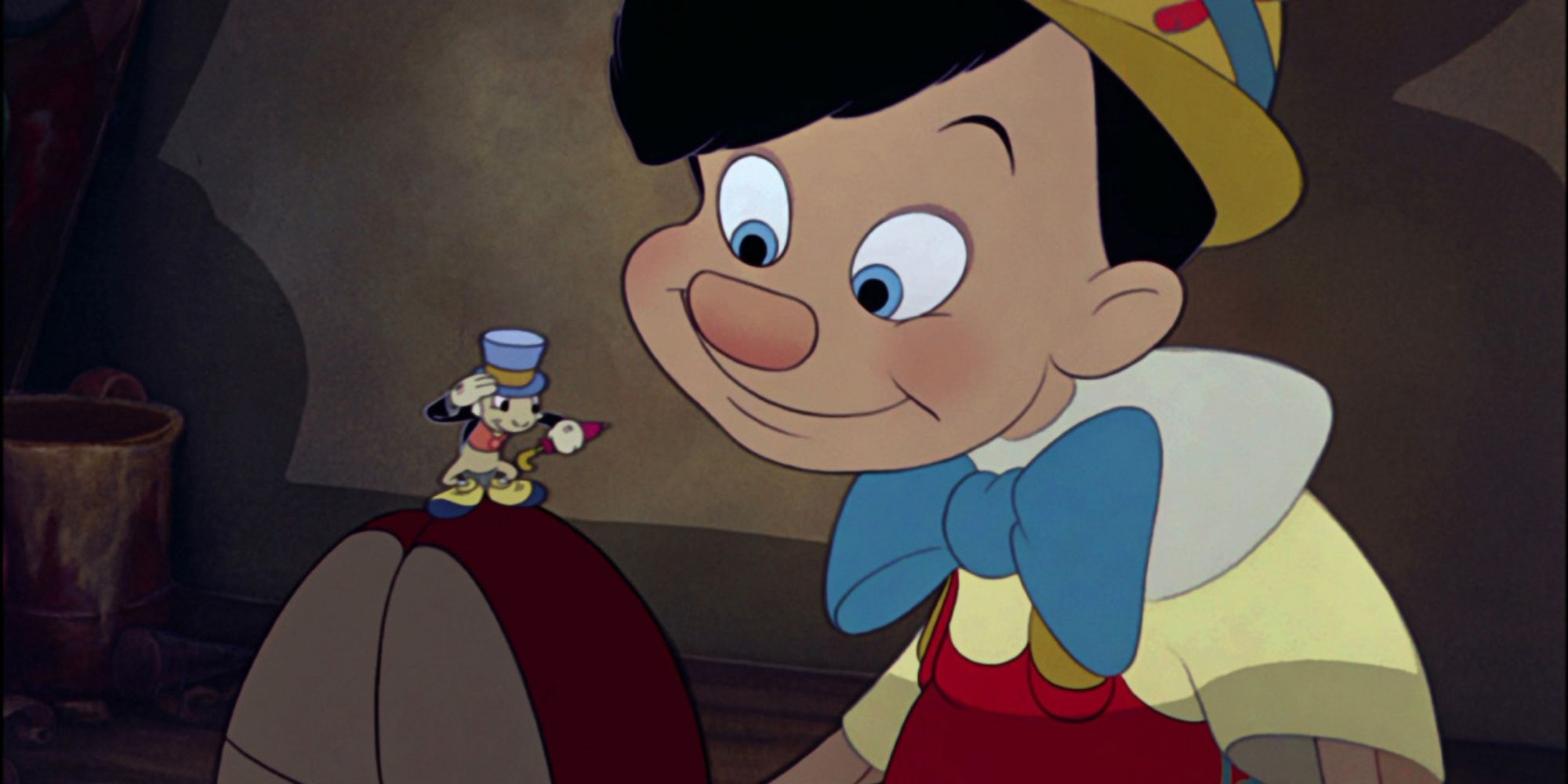 Pinocchio talks to Jiminy Cricket