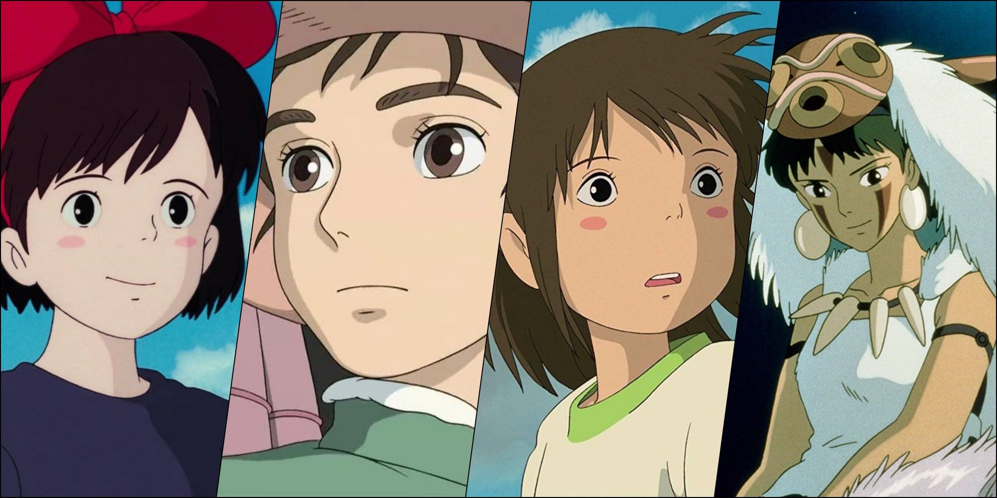 Collage of female characters in Miyazaki movies.