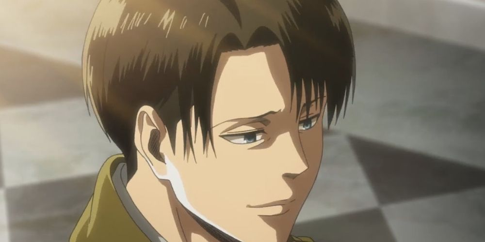 Levi Ackerman smiling softly in Attack on Titan