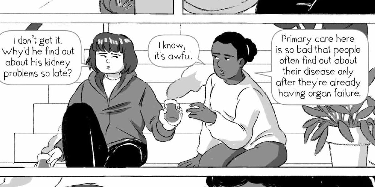 A panel frrom the comic Lissa covering a conversation between the friends Anna and Layla