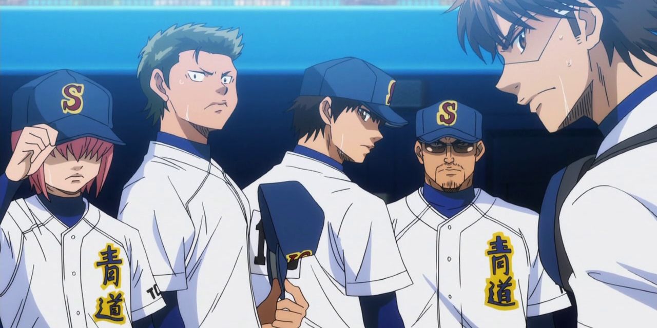 The cast of characters from the anime sports series Ace of Diamond.