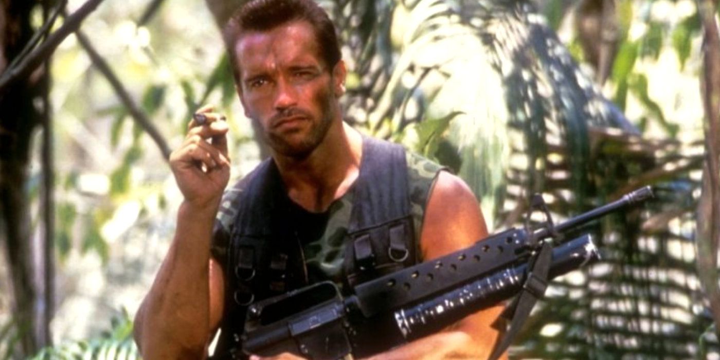 Arnold Schwarzenegger como Dutch Schaefer, um soldado das forças especiais que lutou contra o Predador