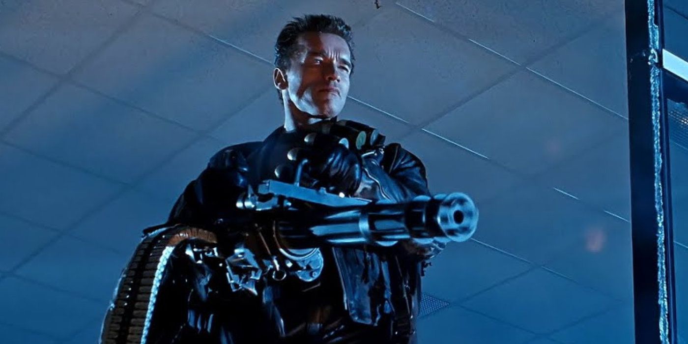 Arnold Schwarzenegger as The Terminator, a reprogrammed cyborg from the future