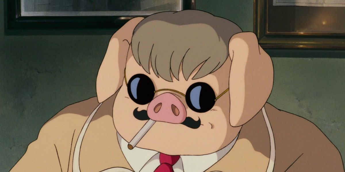 Porco in Porco Rosso with cigarette and sunglasses