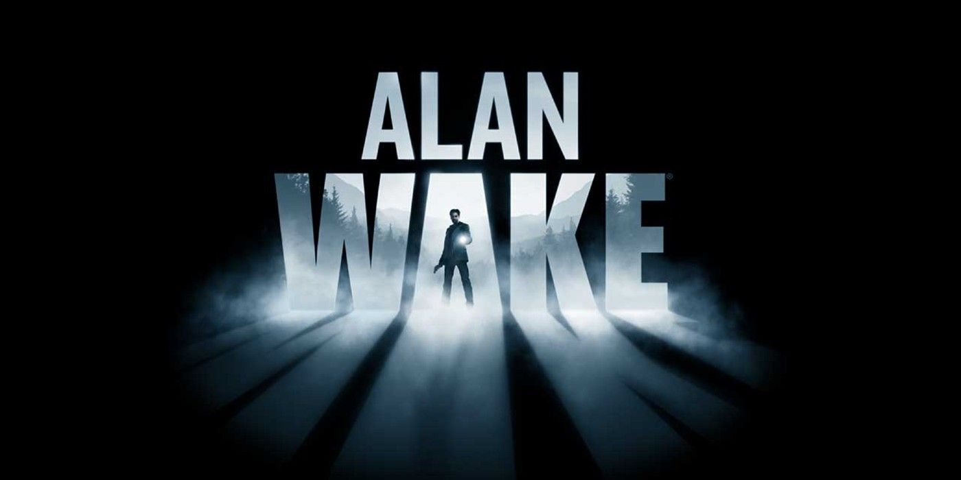 Arte promocional do logotipo de Alan Wake com uma silhueta do protagonista titular.