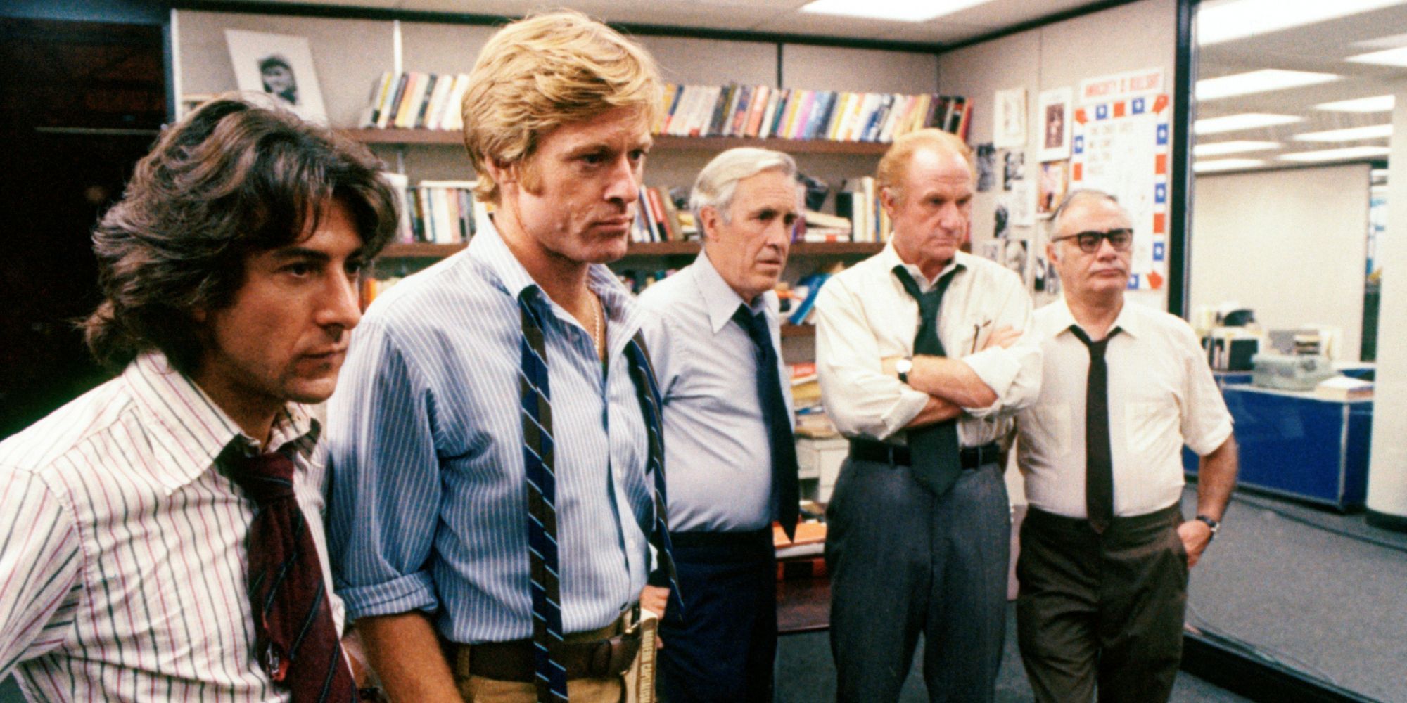 Robert Redford and the cast of All The President's Men