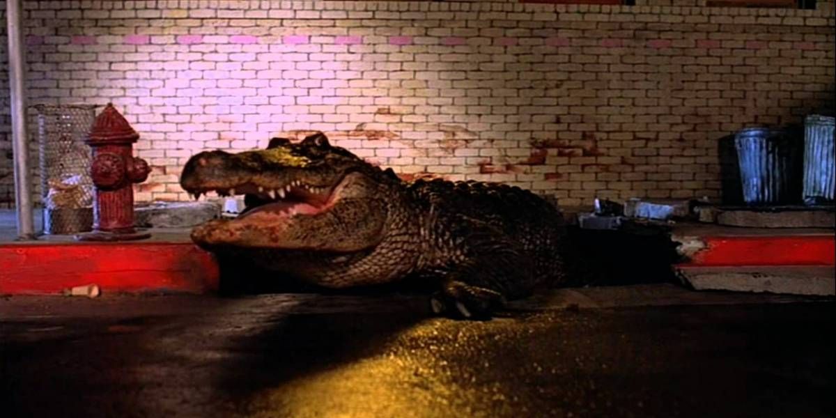 Giant alligator rising from the sewers in Lewis Teague's 1980 movie Alligator