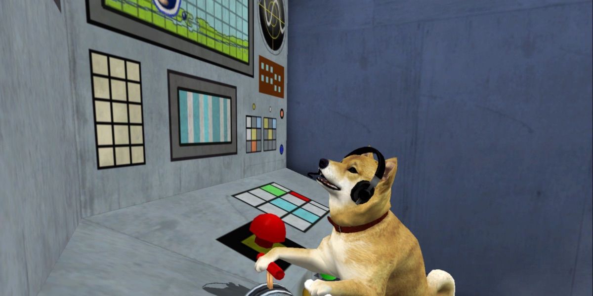 A Shiba Inu dog on a computer.
