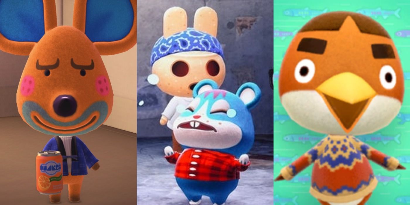 Least cute characters from Animal Crossing - collage of 3 characters