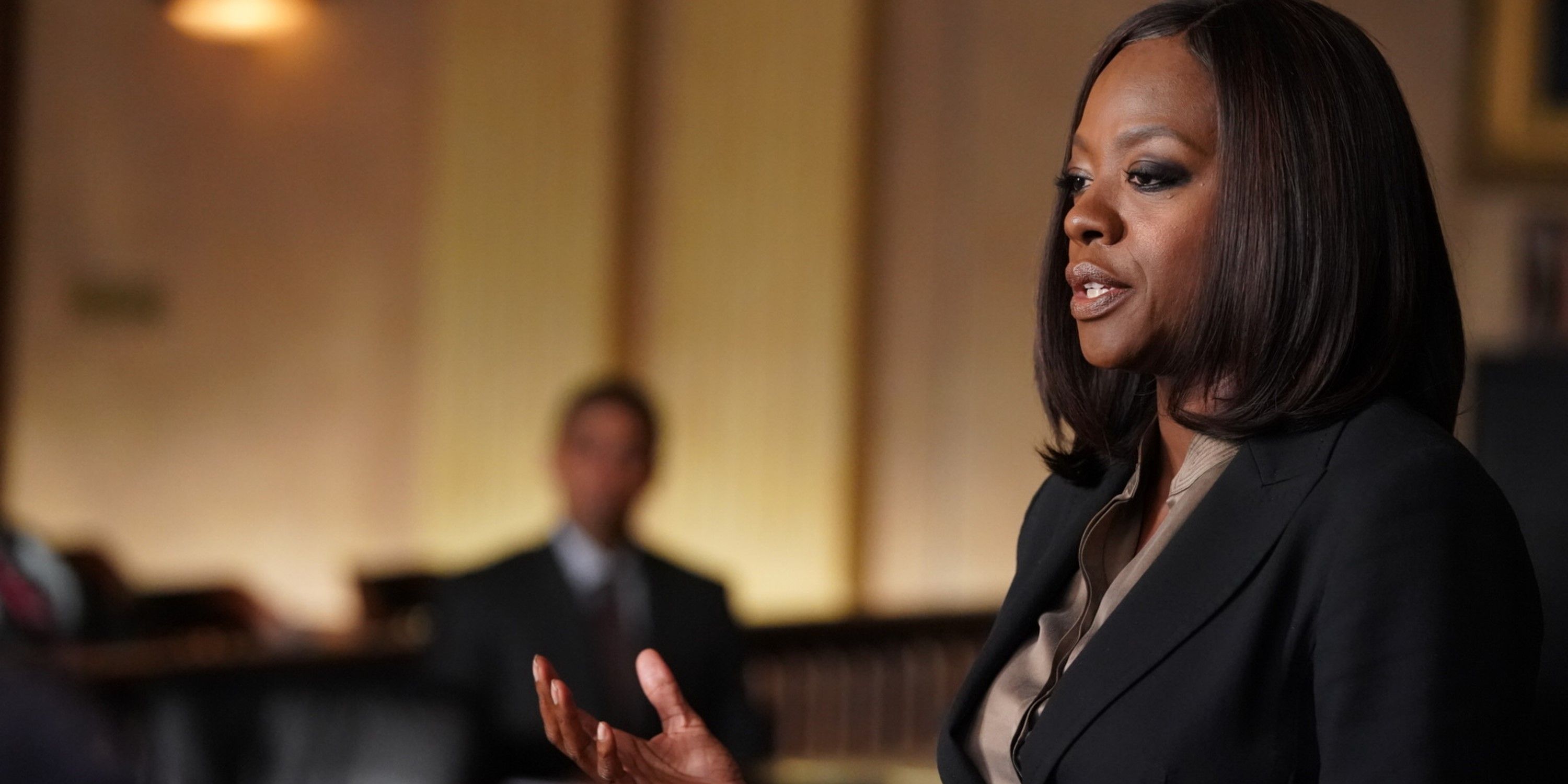 Annalise Keating gives an argument in a courtroom in How To Get Away With Murder