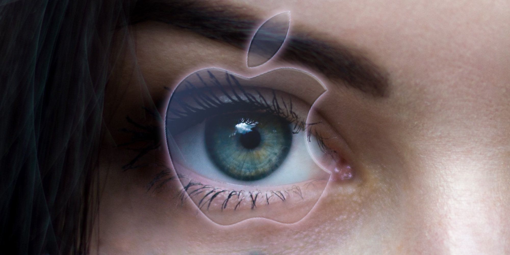 Apple Logo Over Woman's Eye AR Augmented Reality