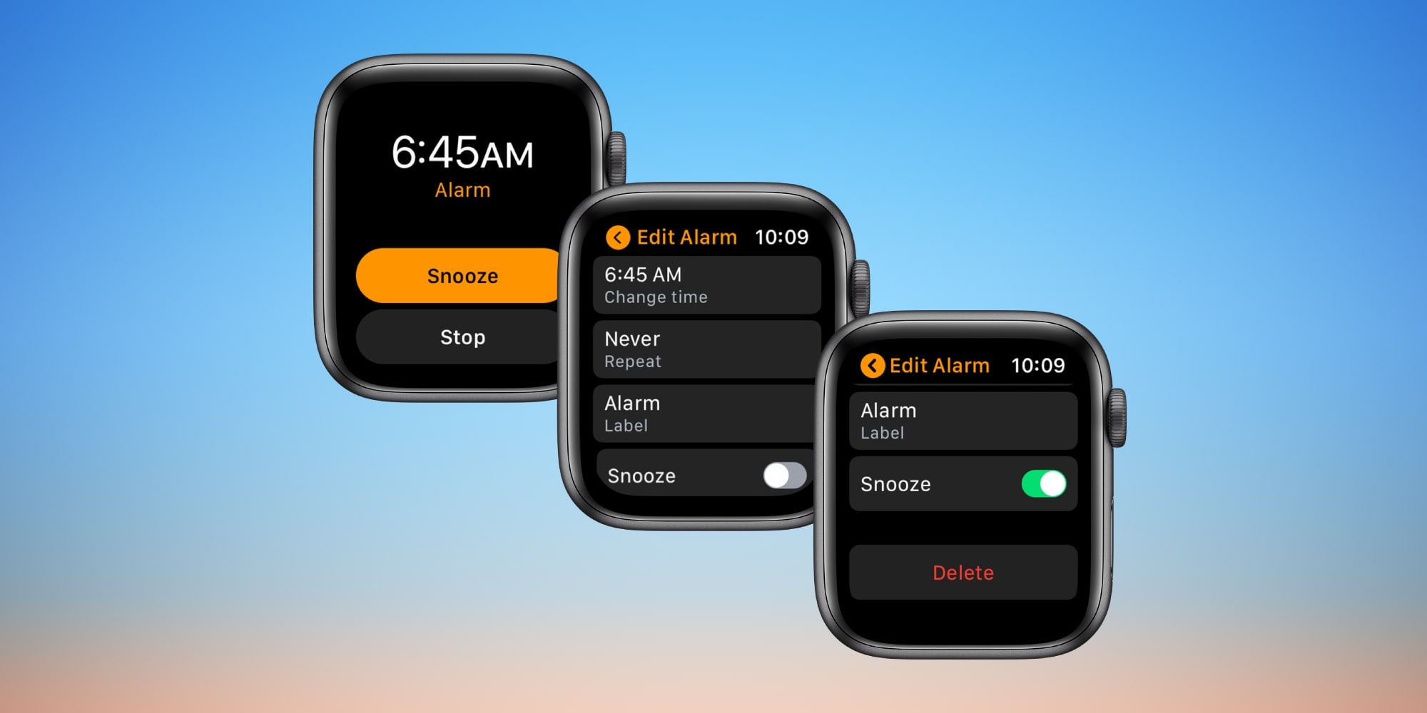 Apple Watch alarm options