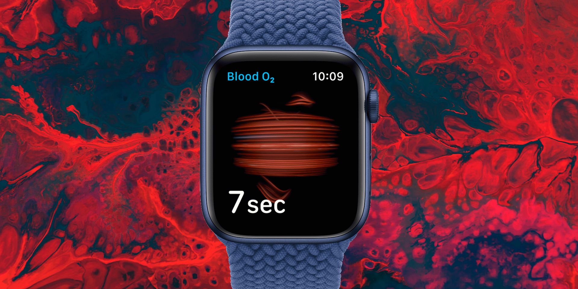 Apple Watch Series 6 over blood artwork background