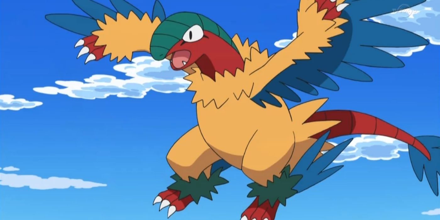 Archeops flying in the Pokémon anime.