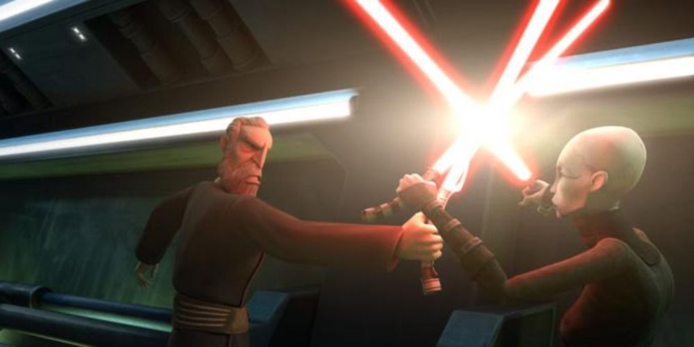 Asajj Ventress duels with Count Dooku fight inStar Wars The Clone Wars