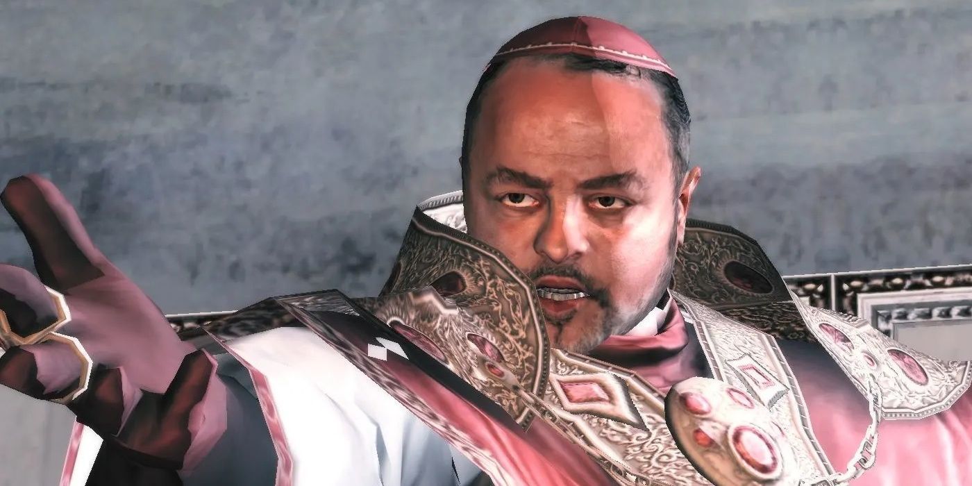 Borgia spreading his arms in Assassin's Creed II