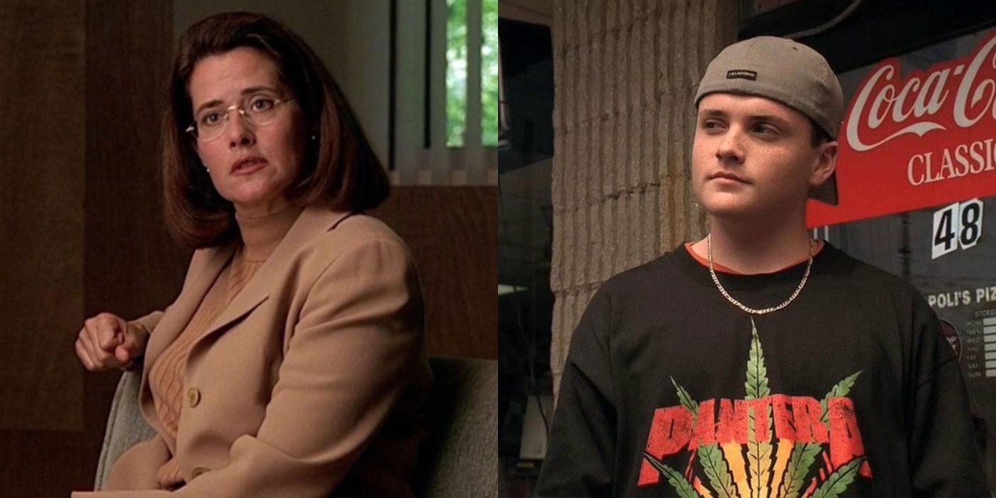 Split image from Sopranos of AJ on right and Jennifer Melfi on right.