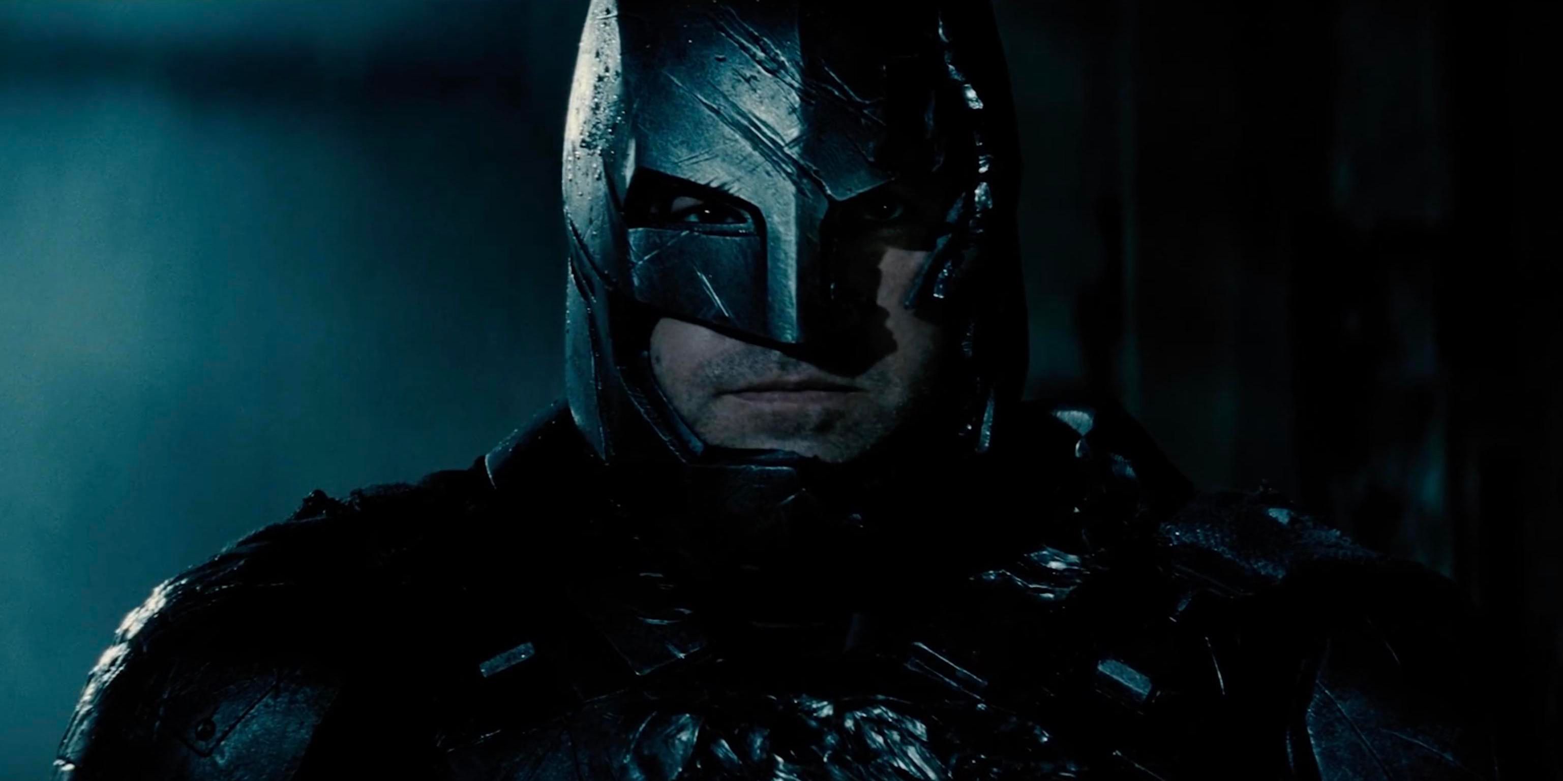 Batman in his broken armor at the end of Batman v Superman