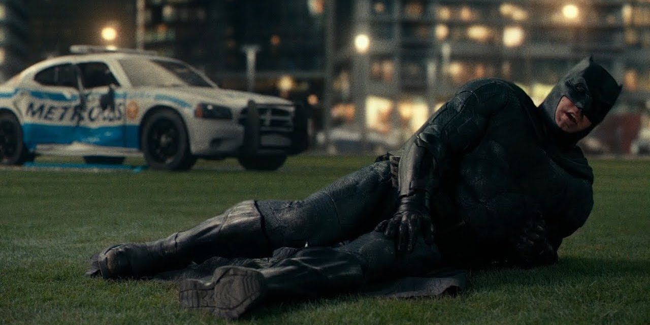 Batman injured on the ground in Justice League 2017