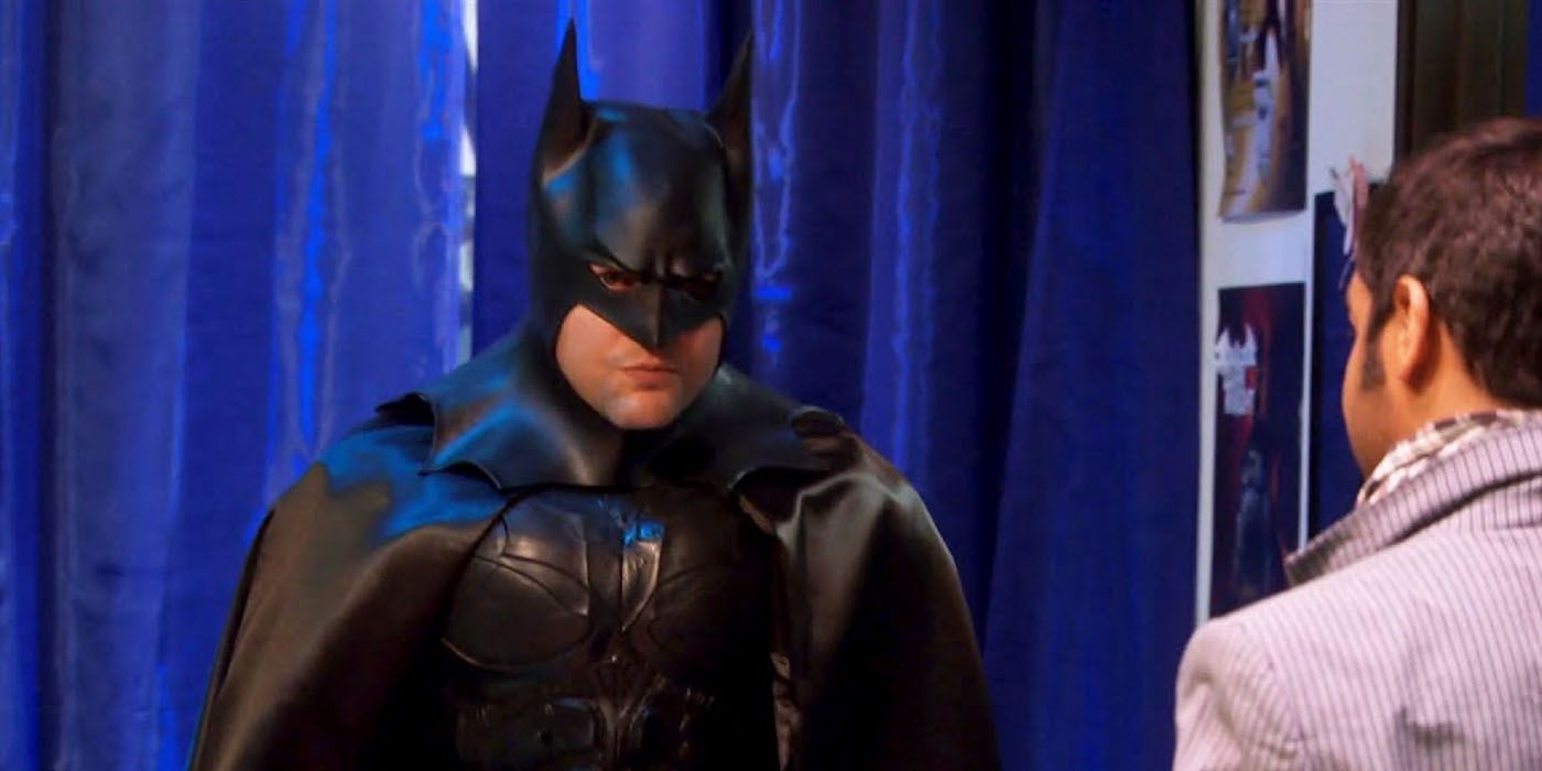 Ben dresses up as Batman for Treat Yo Self Day with Tom in Parks and Rec