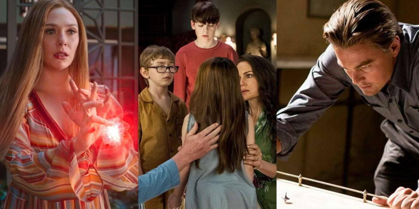 Side-by-side images from WandaVision, The Haunting of Hill House, and Inception