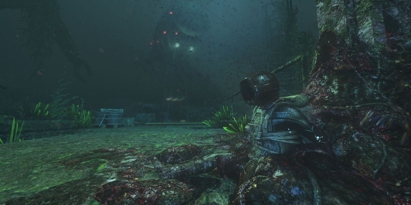 Un traje marino abandonado en el fondo del océano en el videojuego Soma.