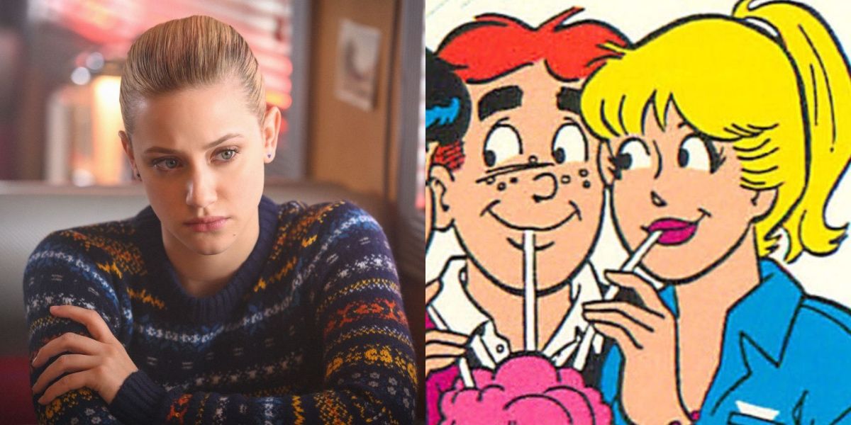 Betty sitting in diner versus comic book character
