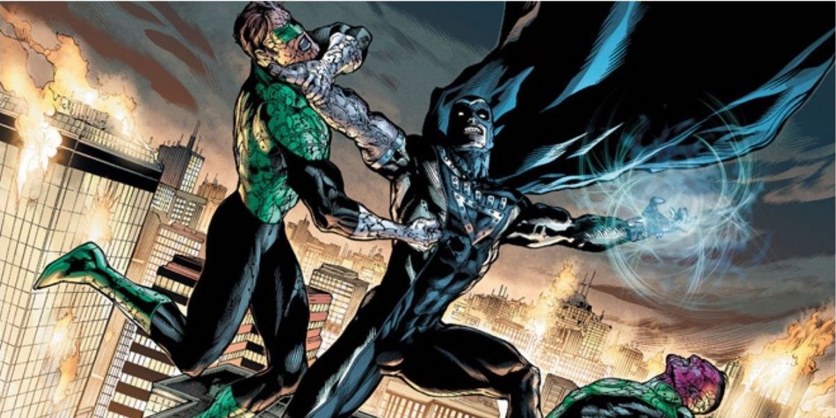Black Hand battles Sinestro and Hal Jordan