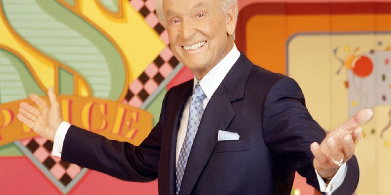Bob Barker, smiling with arms wide open, on The Price Is Right