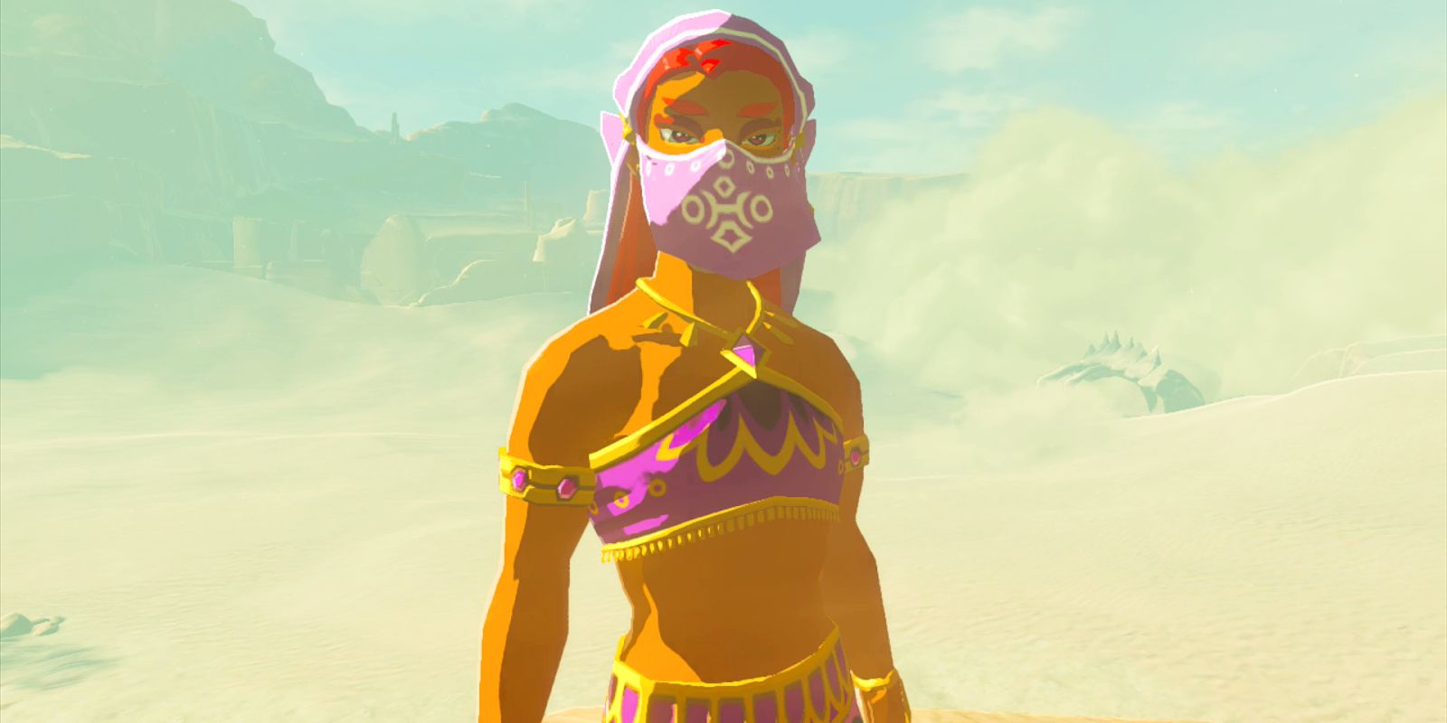 My daughter found a place, in Gerudo Town where you can change costumes and  not get kicked out. 🤗 : r/botw