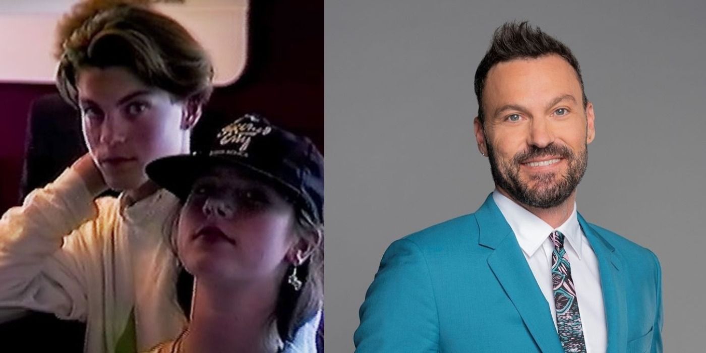 Brian Austin Green then and now-with Soleil Moon Frye in Kid 90, panelist for Masked Singer.