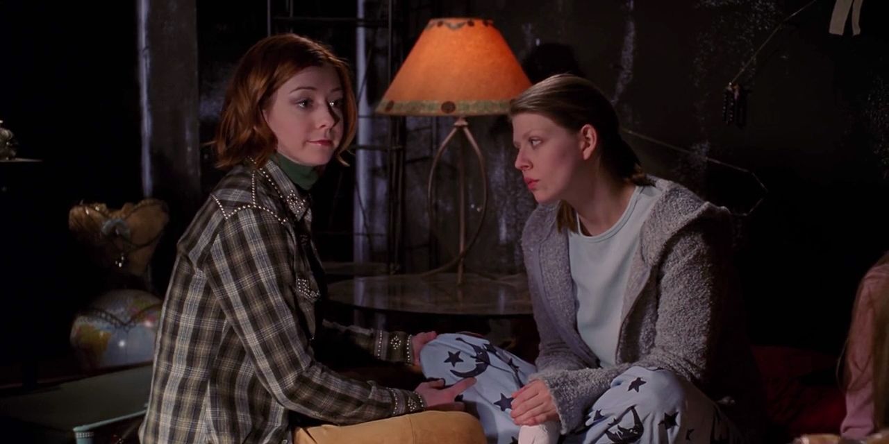 Buffy's Willow and Tara sitting on the floor at the end of Tough Love