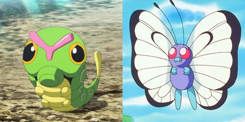Ash's Caterpie and Butterfree