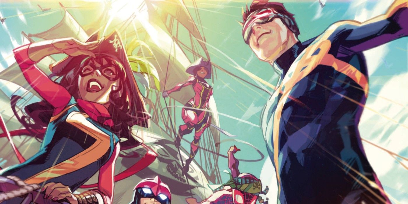 Champions Cyclops fighting with Ms. Marvel.