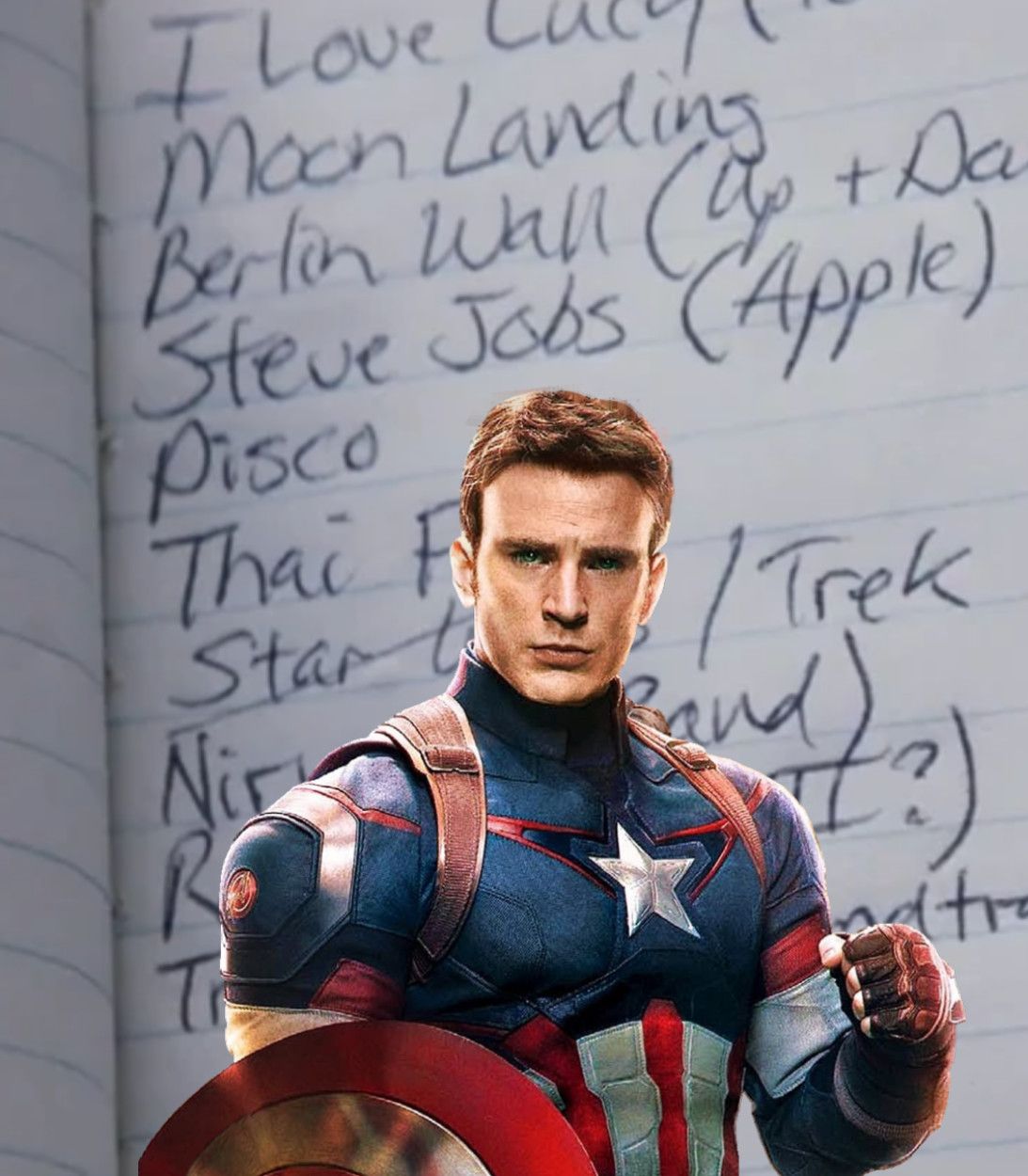 Chris Evans as Captain America Steve Rogers Avengers Endgame To Do List Vertical