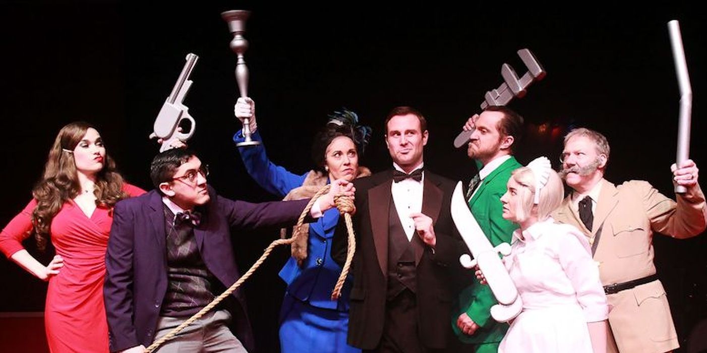 Clue the Musical cast together with weapons