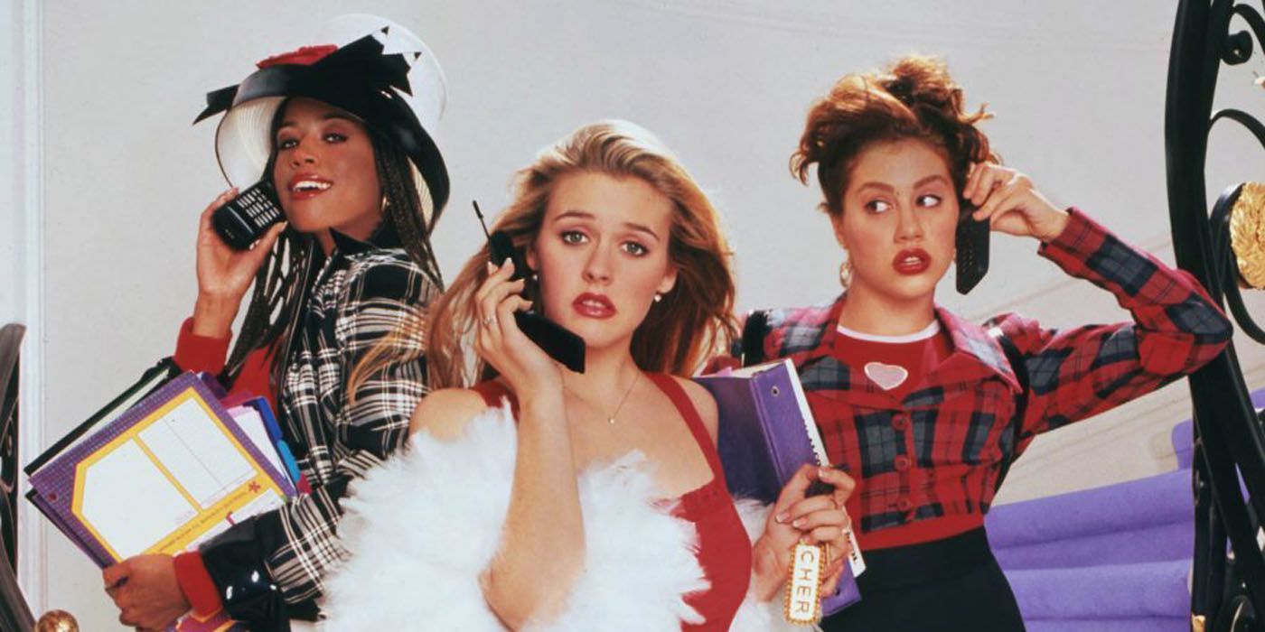 Cher and her friends talk on phones in Clueless.