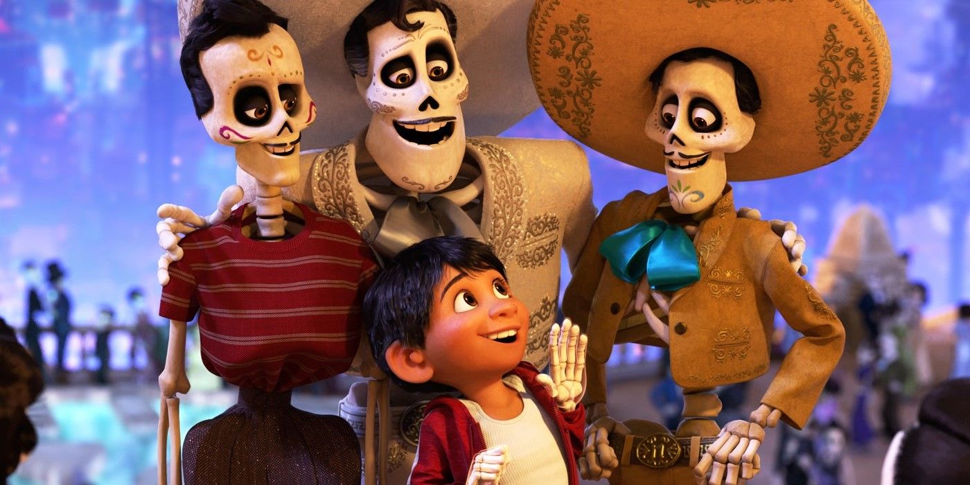In Coco, aspiring musician Miguel gets swept into the Land of the Dead where he meets Hector. 