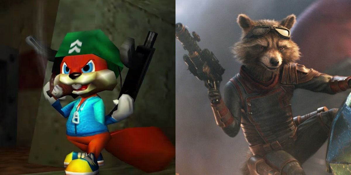 Conker from Conker's Bad Fur Day and Rocket Racoon from Avengers: Endgame.