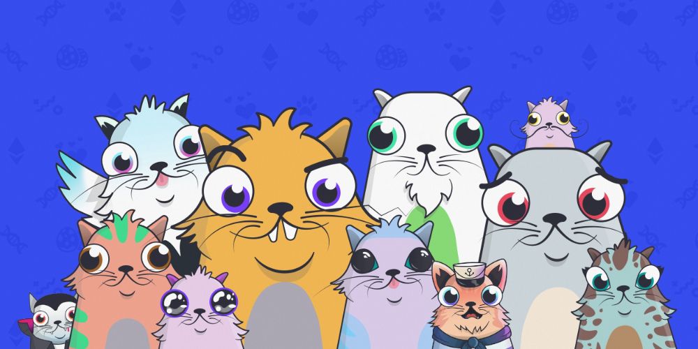 A drawing of the collectible digital cats from the game Cryptokitties